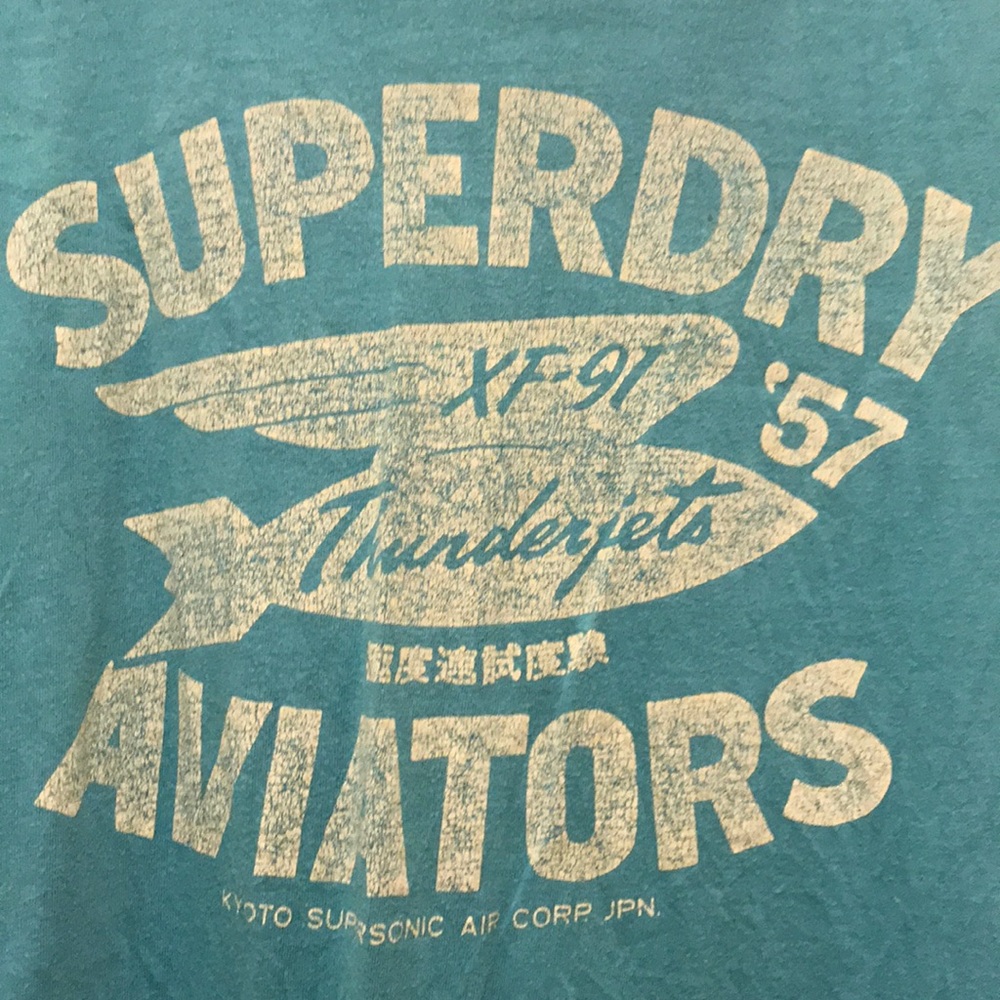 Teal Blue Super Dry T-shirt size Large